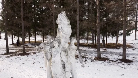 Abandoned monument to Soviet workers Stock Footage 125468493