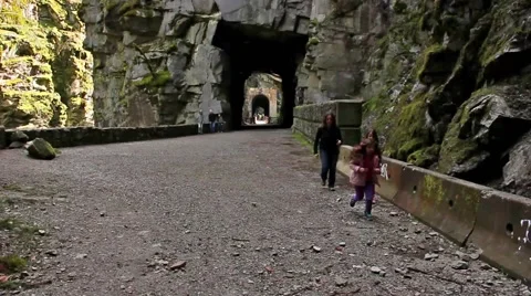 Abandoned mountainside railway station. Stock Footage 50061674