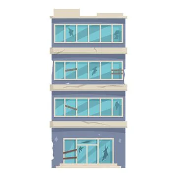 Abandoned office building with broken windows showing urban decay Stock Illustration