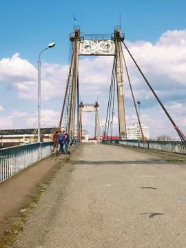 Abandoned old bridge big engineering construction Stock Photos