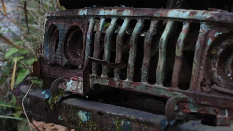 An abandoned old car stopped at the roadside Stock Footage 232082091