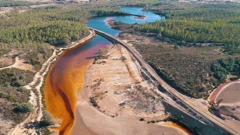 Abandoned Old Copper Extraction Mine 스톡 동영상 77769612
