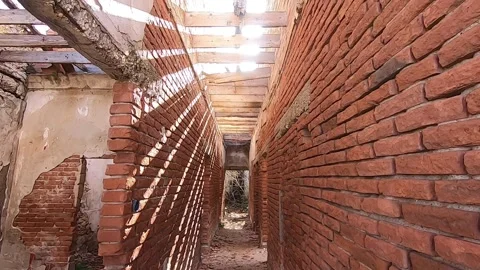 Abandoned old house with exposed brick Stock Footage 146794556