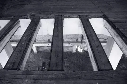 Abandoned old mill interior Stock Photos