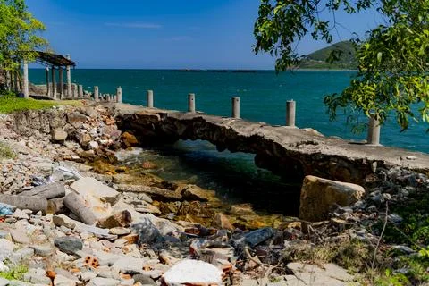 An abandoned old pier. Stock Photos