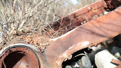 Abandoned Old Rusty Car In The Wilderness Stock Footage 112053392