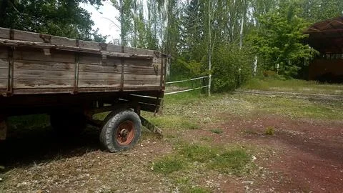 Abandoned old rusty tractor in the forest 库存照片