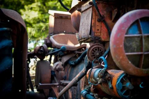 An abandoned old tractor Stock Photos