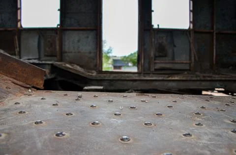 Abandoned old train with rust and graffitis Stock Photos