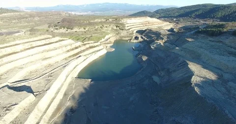 Abandoned Open Coal Mining Pit Aerial Stock Footage 84823644