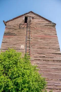 The abandoned P&amp;H grain elevator in Sharples. Stock Photos
