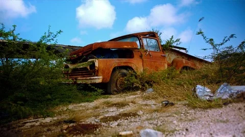 Abandoned pick up truck Stock Footage 74023728