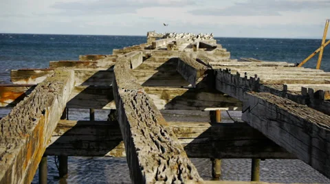  Abandoned Pier in Punta Arenas - Strait of Magellan V Video stock 33700356