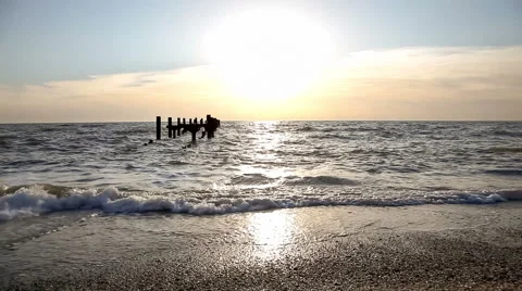 Abandoned pier at sunset Stock Footage 50890770