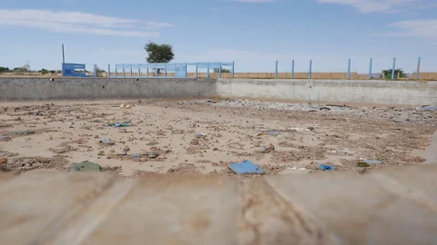 Abandoned pool with ants in the foreground. Stock-Footage 171054868