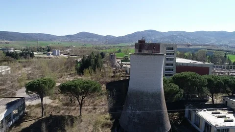 Abandoned power plant large structures left unattended Stock Footage 126611169
