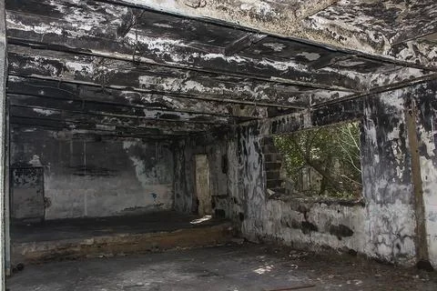 Abandoned premises after a fire Stock Photos