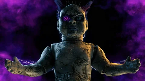 Abandoned Punk Doll Head Attack VJ Loop Stock Footage 105952420