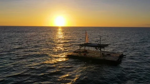 Abandoned Raft in Ocean Stock Footage 124398779