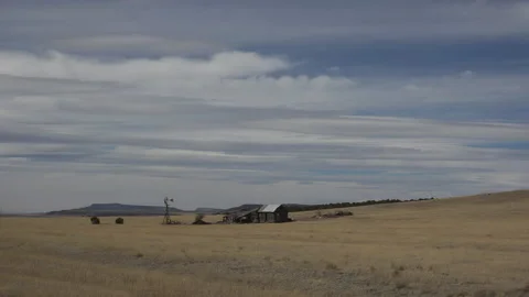 An abandoned ranch house and windmill in the outback of N.M., 4K. Stock Footage 235452222