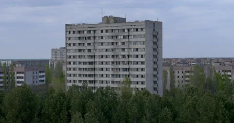 Abandoned residential skyscraper in Pripyat Stock Footage 200844891