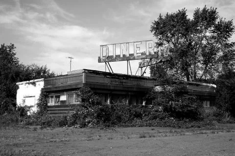 Abandoned roadside diner Stock Photos
