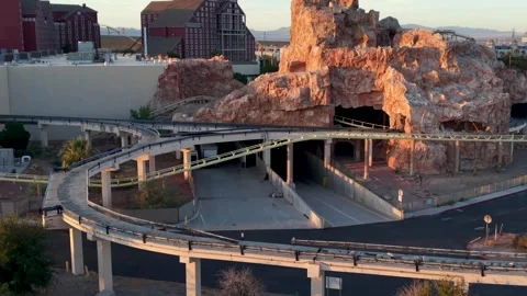 Abandoned Roller Coaster, Hotel and Casino Resort Stock Footage 340566797