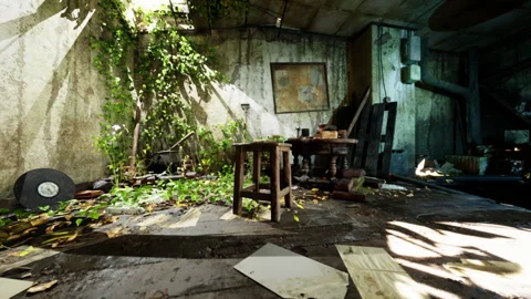 An abandoned room filled with debris and chaos Stock Footage 259832453