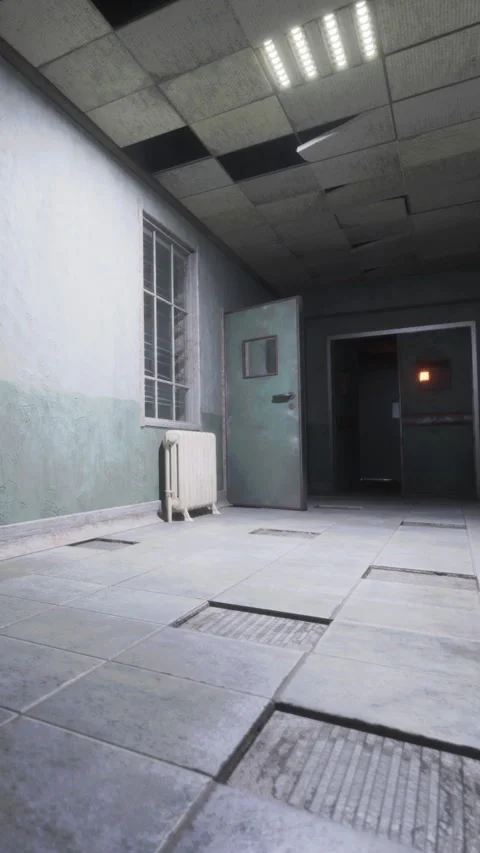 Abandoned room in old building with empty floor and walls Stock Footage 336432595