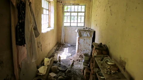Abandoned room with an old fridge. Stock Footage 102174661