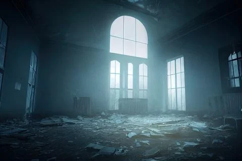 Abandoned room of an old house. Digital illustration Ilustración de archivo