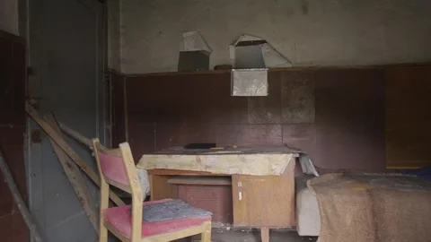 Abandoned Room with Rustic Charm and Forgotten Memories Stock Footage 296923260
