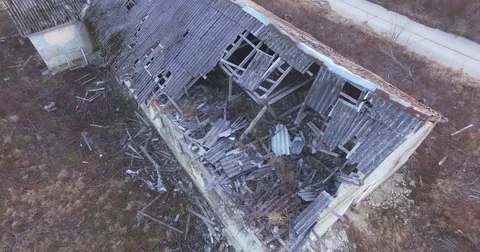 Abandoned ruined building Stock Footage 72493615
