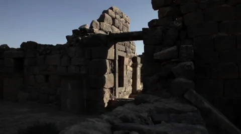 Abandoned ruined city of Um Al Jimal in Northern Jordan Video stock 59553330