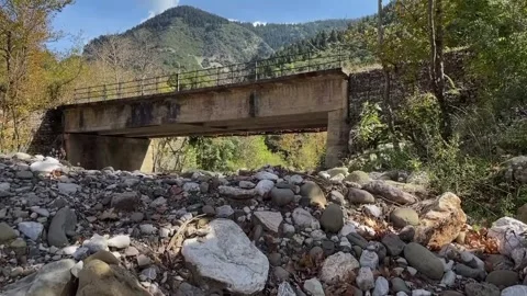 Abandoned Rusty Bridge Over a Dried-Up River Video stock 303399587