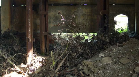 Abandoned rusty iron pipes construction Video stock 57323408