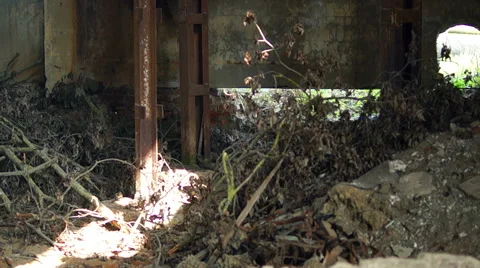 Abandoned rusty iron pipes construction Video stock 57323413