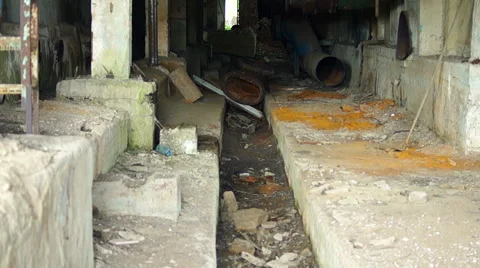 Abandoned rusty iron pipes construction Video stock 57323431