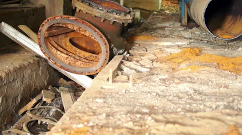 Abandoned rusty iron pipes construction Video stock 57323552