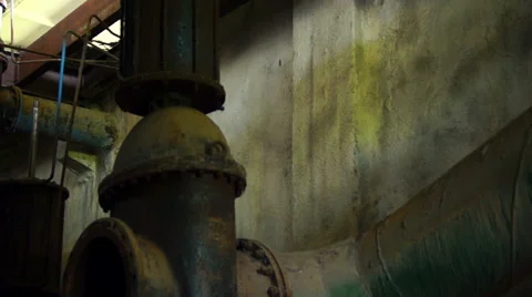 Abandoned rusty iron pipes construction Video stock 57323639