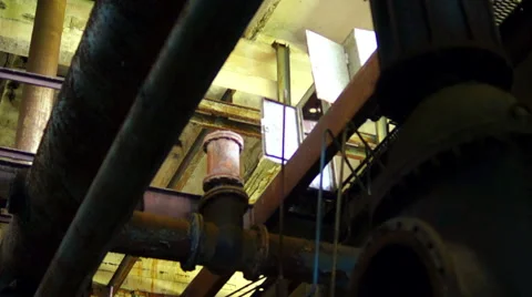 Abandoned rusty iron pipes construction Video stock 57323741