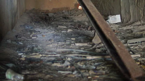 Abandoned rusty iron pipes construction Video stock 57323971