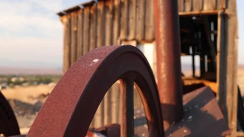 Abandoned Rusty Mining Equipment at a Nevada Ghost Town near Dayton, NV Stock Footage 201192357