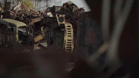 Abandoned rusty radioactive equipment of the soviet union. Stock Footage 183268644