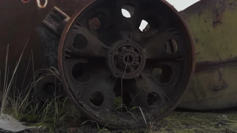 Abandoned rusty radioactive equipment of the soviet union. Stock Footage 183269319