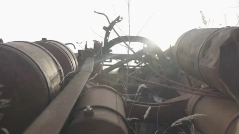Abandoned rusty radioactive equipment of the soviet union. Stock Footage 183269645
