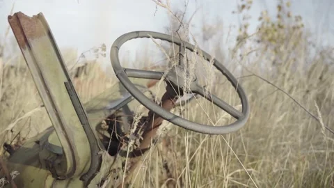 Abandoned rusty radioactive equipment of the soviet union. Stock Footage 183269835