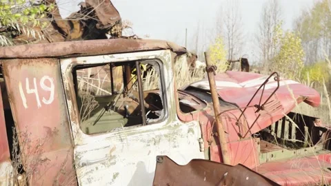 Abandoned rusty radioactive equipment of the soviet union. Stock Footage 183270832