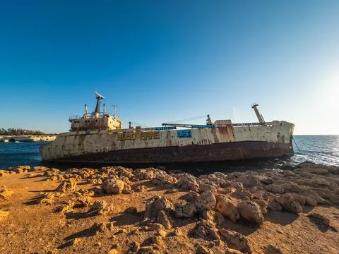 Abandoned Rusty Shipwreck Stock Photos