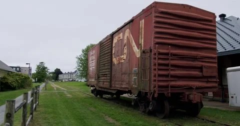 Abandoned rusty train on track Stock Footage 205540287